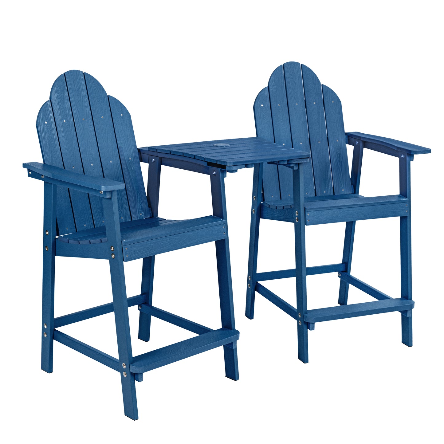LINDA SET SERIES TALL ADIRONDACK CHAIR SET WITH CONNECTING TRAY